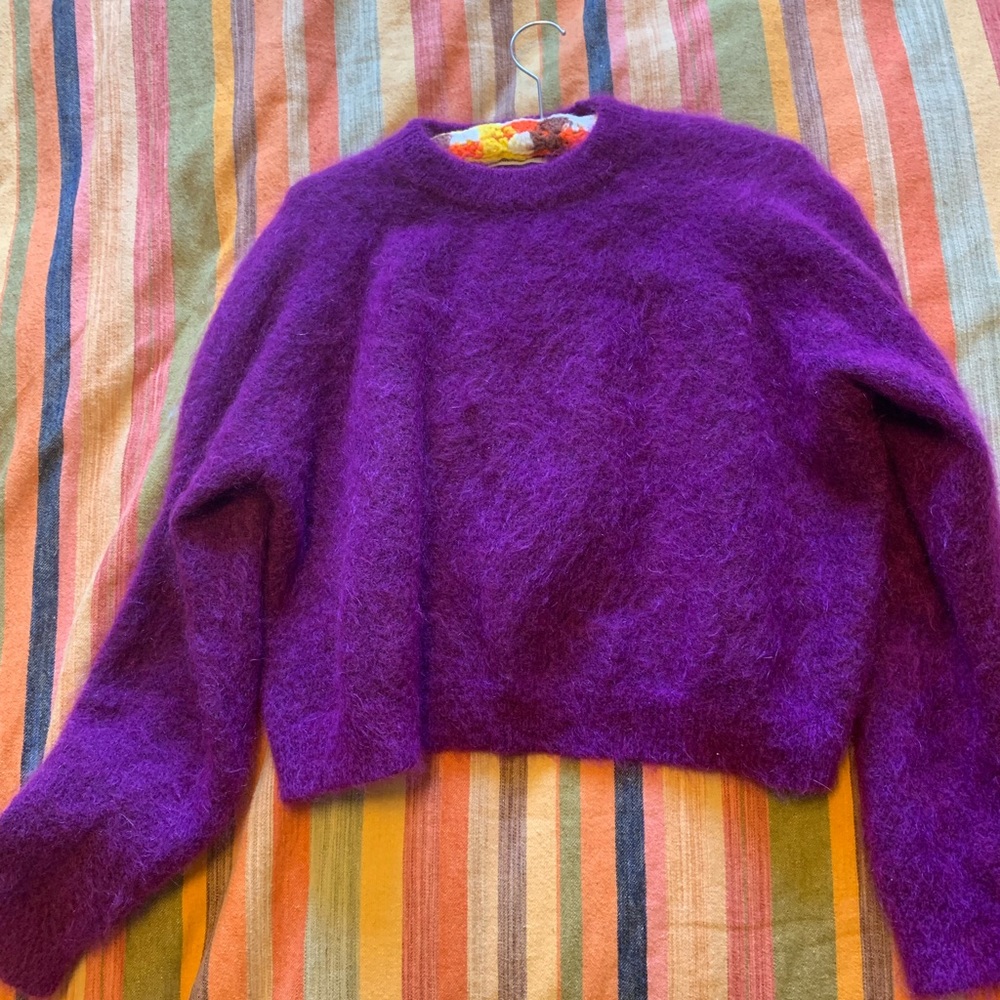 Zara fuzzy mohair-blend purple sweater - Picture 6 of 9